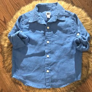 Janie & Jack Blue Linen Button Down Shirt. 18-24m